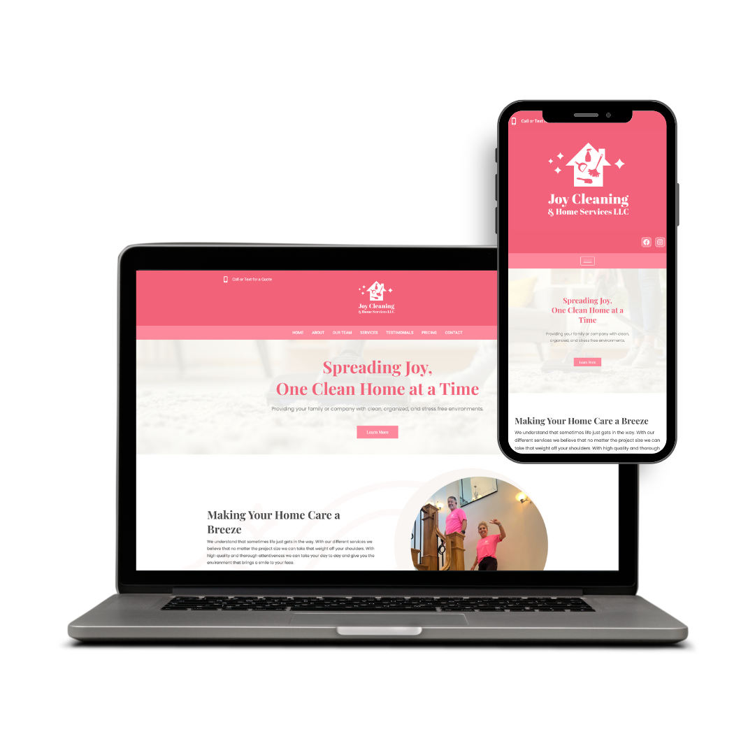 Joy Cleaning Website Mockup